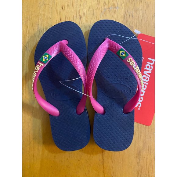 Havaianas Kids Navy & Pink Flip Flops Sz 10 - Picture 14 of 15
